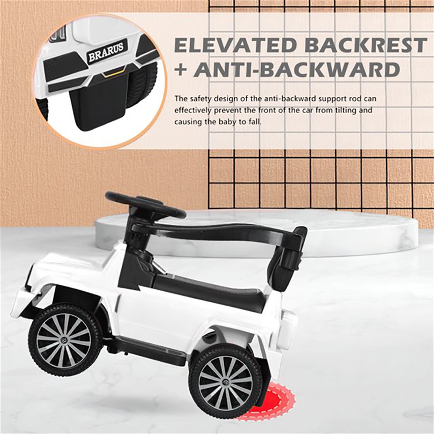 CIPACHO Licensed Mercedes Kids Ride On Push Car, Foot-to-Floor Walking Sliding Toy Car for Toddler with Working Horn, Music, Storage, White