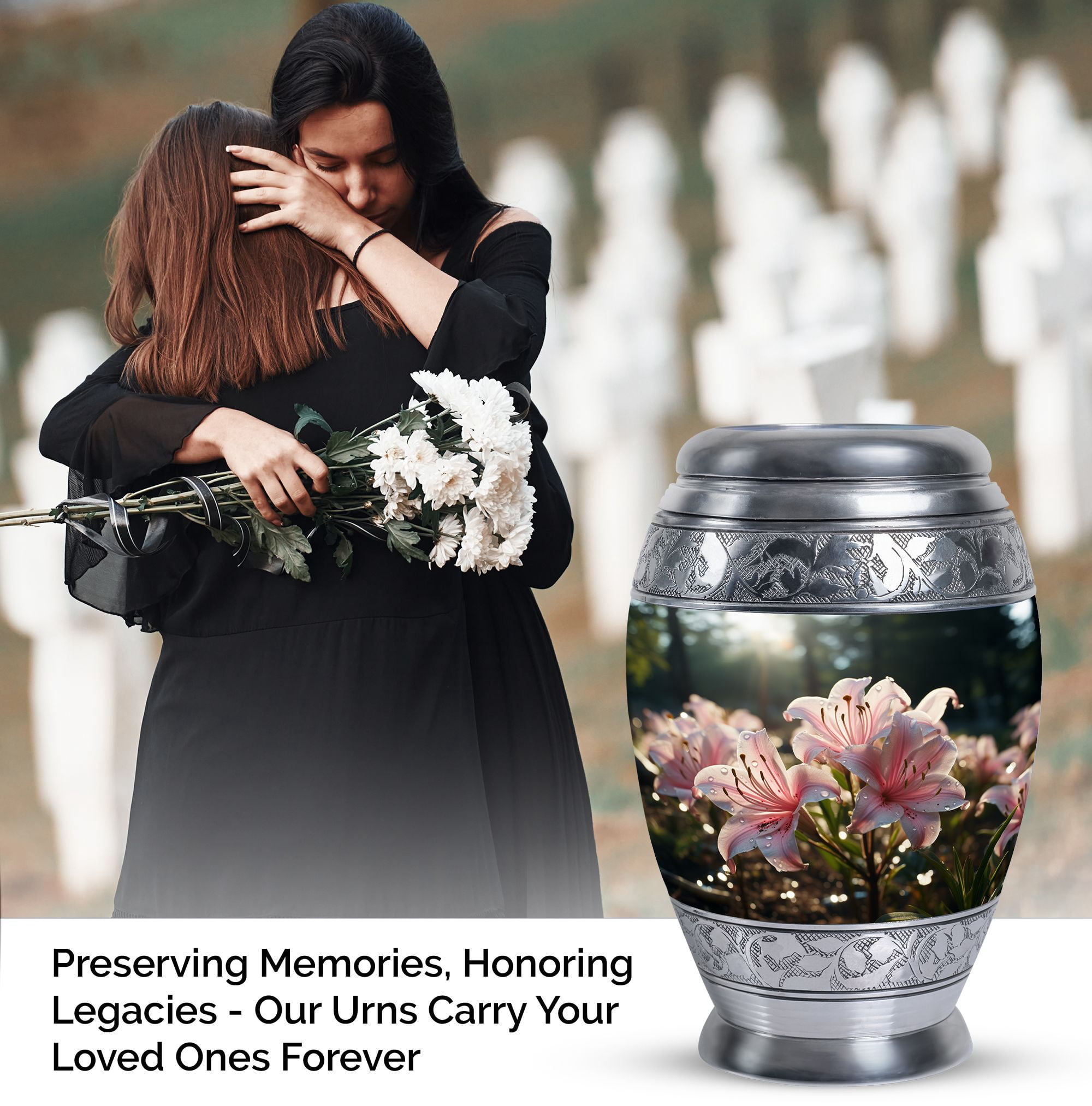 Cremation Pink Lilly Urns, Decorative Urn For Ashes For Women, Cremation Urns For Men, Memorial Urns For Human Ashes, Urn For Burial, Funeral Cremation Urn, Large Urns For Human Ashes Adult 10inch