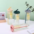 thumbnail image 4 of 700ml straw cup transparent plastic water bottle with straw portable juice cup drinking bottle pale yellow, 4 of 5