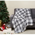 thumbnail image 2 of Mainstays Fleece Plush Throw Blanket 50" x 60", Set of 2, Black Solid, Black and White Plaid, 2 of 3