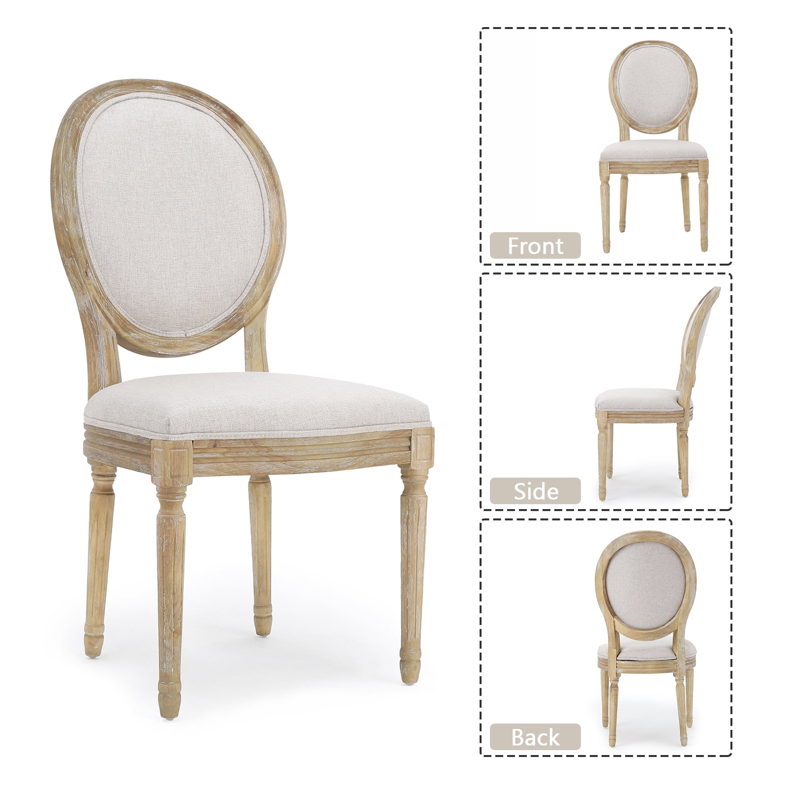 Kadyn French Country Fabric Dining Chairs, Upholstered Fabric Dining Chair with Back, Mid-Century Modern Dining Chairs for Bedroom, Beige Kadyn French Country Fabric Dining Chairs, Upholstered Fabric Dining Chair with Back, Mid-Century Modern Dining Chairs for Bedroom, Beige