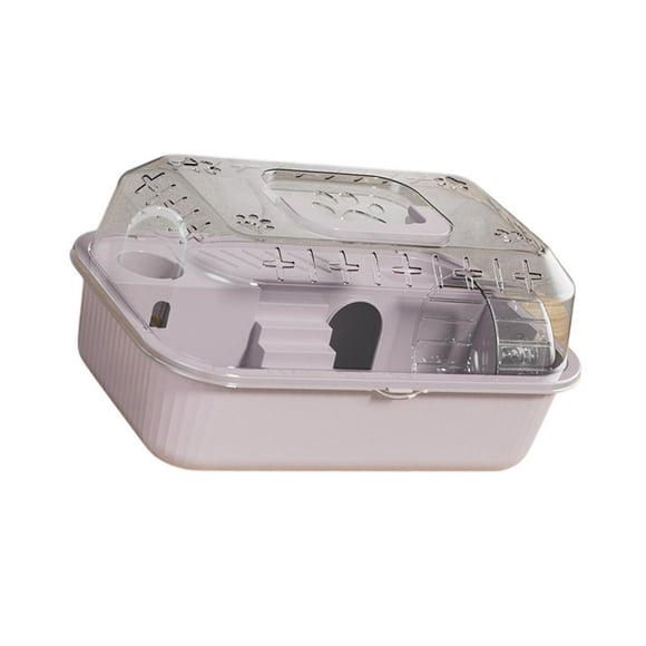 Transemion Cage pour Hamster Portable Maison pour Hamster Habitat Petit Animal Gerbille pour Hérisson Ciel Coud Gris 37x25x18cm
