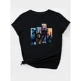 thumbnail image 3 of Graphic Print Round Neck Sports T-shirt, Short Sleeve Running Casual Tops, Women's Activewear, 3 of 7