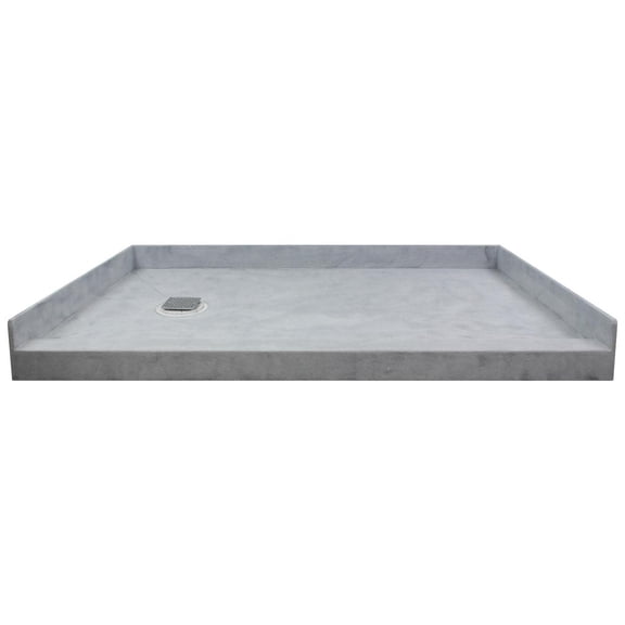 Transolid FTT6030L Ready to Tile 60-in L x 30-in W Shower Base with Left Hand Drain in Dark Grey