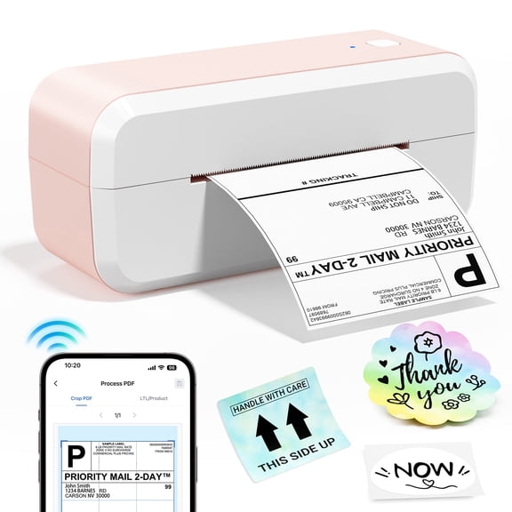 Phomemo Bluetooth Thermal Shipping Label Printer, 4x6 Wireless Label Printer for Shipping Packages, Compatible Android, iOS, Mac OS, and Windows, Widely Used for Amazon, Ebay, Shopify, Etsy, USPSPink