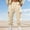 Beige, variant on men's summer cropped casual pants, versatile elastic waist lightweight trousers for beach trips and walks Red XXL
