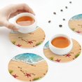thumbnail image 4 of Leather Coasters with Heat-resistant for Drinks, Tropical Beach With Starfish -标题2 Round Shape, 4 of 5