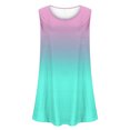 thumbnail image 4 of Pincandy Women's Oversized Short Sleeved T-shirt Loose Tank Top Casual Trendy Ombre Gradient U-Neck Sleeveless Beach Vacation Mini Tank Sundress with Pocket,Sky Blue,2XL, 4 of 5