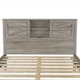 thumbnail image 6 of GINOST Farmhouse Platform Bed with Double Sliding Barn Door, Queen Size Rustic Wood Bed with Charging Station, Wood Slats Support, Antique Gray, 6 of 15
