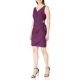 thumbnail image 1 of Alex Evenings Womens Slimming Short Ruched Dress with RufflePetite and Regular 8 Summer Plum, 1 of 5