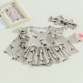 thumbnail image 3 of Baby Girls Autumn Romper Dress Floral Print Ruffles Long Sleeve Button Jumpsuits Headband, 3 of 9