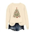 thumbnail image 7 of Aboser Christmas Graphic Sweatshirt Women Gift Tree Print Shirts Cozy Fleece Long Sleeve Sweatshirts Soft Holiday Pullover Winter Tops Khaki S, 7 of 7