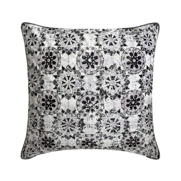 Fundas de cojín decorativas HomeCentric, moradas y grises, 40 x 40 cm (16 x 16 pulgadas), de terciopelo marroquí, con estampado y bordado de cristales, para sofá, estilo abstracto moderno - Mabrouka