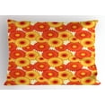 thumbnail image 1 of Orange Pillow Sham Gerbera Flowers Petals in Graphic Style Vibrant Summer Nature Design, Decorative Standard King Size Printed Pillowcase, 36 X 20 Inches, Orange Yellow Scarlet, by Ambesonne, 1 of 2