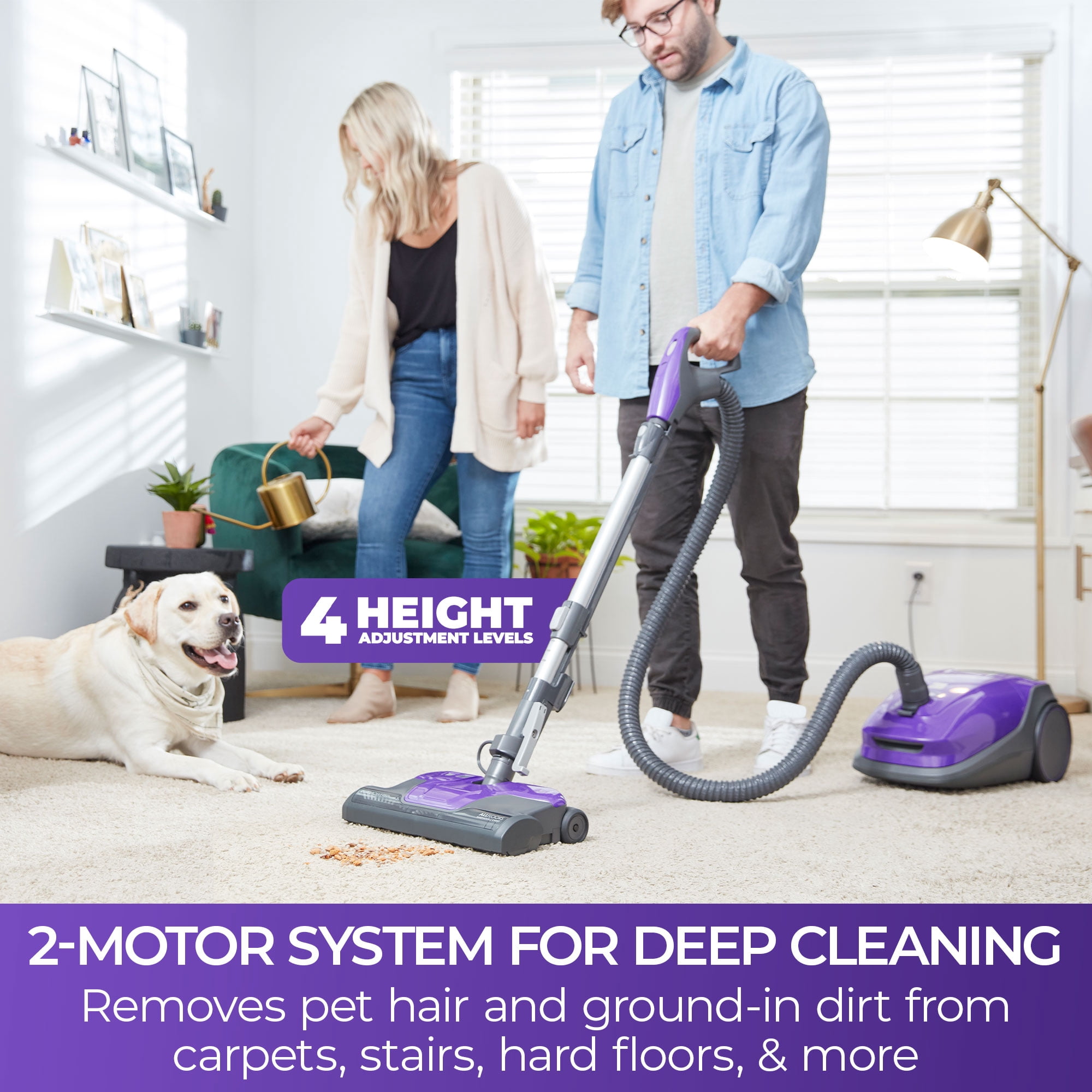 Kenmore 200 Series Canister Vacuum, Bagged, Corded, 25ft Cord, 2 Motor Deep Clean System, AllergenSeal HEPA Filter, Auto Cord Rewind, Carpet and Hard Floors, BC3002