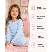dELiA*s Girls Thermal Underwear Set Waffle Knit Shirt and Long Johns (2T-16), Black/Pink/Light Blue