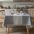 thumbnail image 1 of Elegant Diamond Pattern Tassels Tablecloth - Stylish Table Cover (Gray, 140 x180cm), 1 of 4