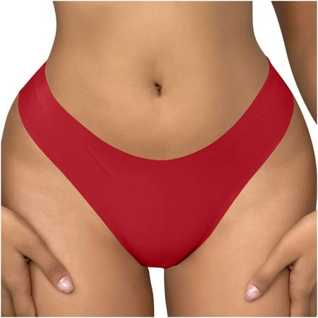 Diufon Panties Underwear for Women Seamless Mid Rise Briefs Solid Color Traceless Womens Panty (Small  Red)