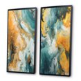 thumbnail image 3 of Designart "Oceanic Harmony Turquoise Waves Abstract II" Abstract Painting Framed Wall Art Set Of 2 - Modern Gold Gallery Wall Frame Set For Home Decor, 3 of 6