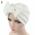 thumbnail image 2 of SPRING PARK Adult Women Solid Color Stretchy Turban Cancer Chemo Cap Bowknot Pleated Headwrap Hair Hjab Hat, 2 of 4