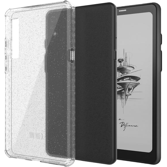 TUDIA SKN Onyx Boox Étui Palma 6,13 Pouces Coins Renforcés Transparents Étui TPU - Paillettes Transparentes