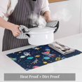 thumbnail image 4 of Space Planet Cartoon Rocket Placemats Set of 6,Wipeable Washable Table Mats for Dining Tables, Stars and Moon on Black Place Mats for Kitchen Event Party Tabletop Decor, 4 of 9