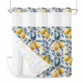 thumbnail image 4 of No Hook Shower Curtain Set with Snap in Liner, Pastoral Retro Yellow Lemon Waterproof Bathroom Curtain with See Through Top Window, Fruit Blue Leaves on Linen Double Shower Curtains for Bathtub, 4 of 9