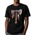 thumbnail image 6 of Tribal Art Men's T Shirts Tomahawk Feather T-Shirt for Men Crew Neck Tees Cotton Tops, Black, S, 6 of 7