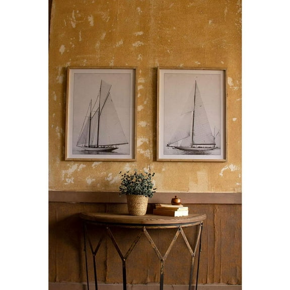 Kalalou Inc Set Of Two Framed Sailboat Prints Under Glass