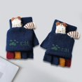 thumbnail image 4 of 1 Pair Half Finger Gloves Super Soft Windproof Vivid Color Cartoon Design Non-Fading Keep Warm Yarn Cold Weather Winter Half Finger Baby Gloves for Travel, 4 of 10