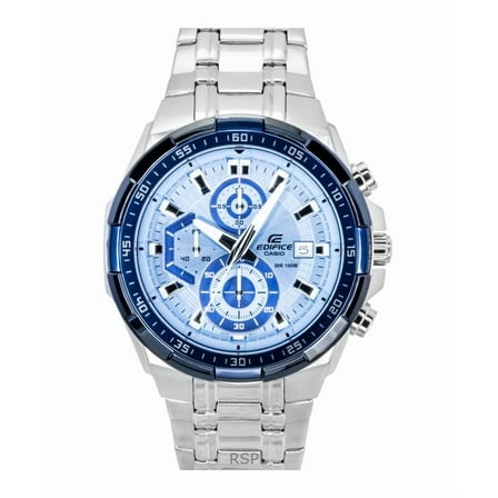 Casio Edifice Analog Standard Chronograph Stainless Steel Blue Dial Quartz EFR-539DE-2AV 100M Men's Watch