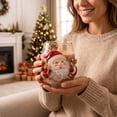 thumbnail image 6 of Qocolcyl 3D Embossed Glass Stemless Wine Cup Santa Reindeer Christmas Tree Snowflake Candle Holder, Indoor Outdoor Tabletop Festive Decor, Xmas Christmas Decorations Ornament Holiday Gift, 6 of 9