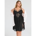 thumbnail image 5 of SHOWMALL Womens Plus Size Lingerie Lace Sexy Strap Chemise Sleepwear V-Neck Nightdress, 5 of 6