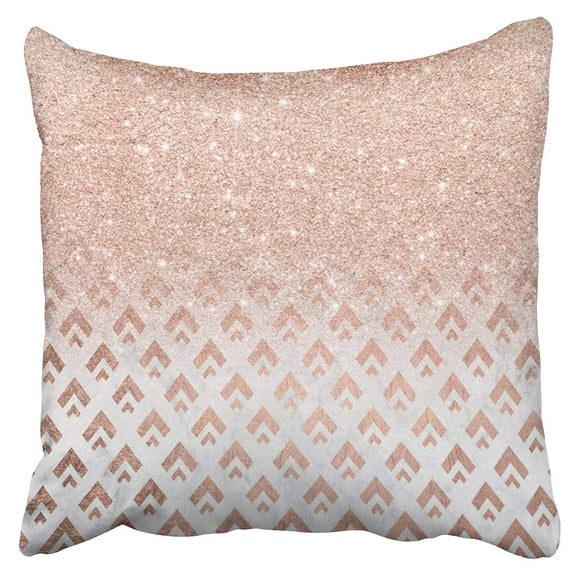 RYLABLUE Faux Rose Gold Glitter Ombre Rose Gold Foil Triang Pillowcase Cushion Cover 16x16 inch