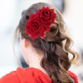 thumbnail image 3 of 2Pcs Fabric Rose Flower Hair Comb Bridal Hair Bun Clip Wedding Hair Styling Tool, 3 of 9
