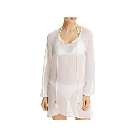 Macbeth Collection by Margaret Josephs Womens Metallic Sheer Swim Top Cover-Up