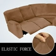 thumbnail image 2 of Velvet 5 Seater Recliner Corner Sofa Slipcovers Stretch Sectional Recliner Sofa Covers Furniture Protectors, Leather Brown, 2 of 10