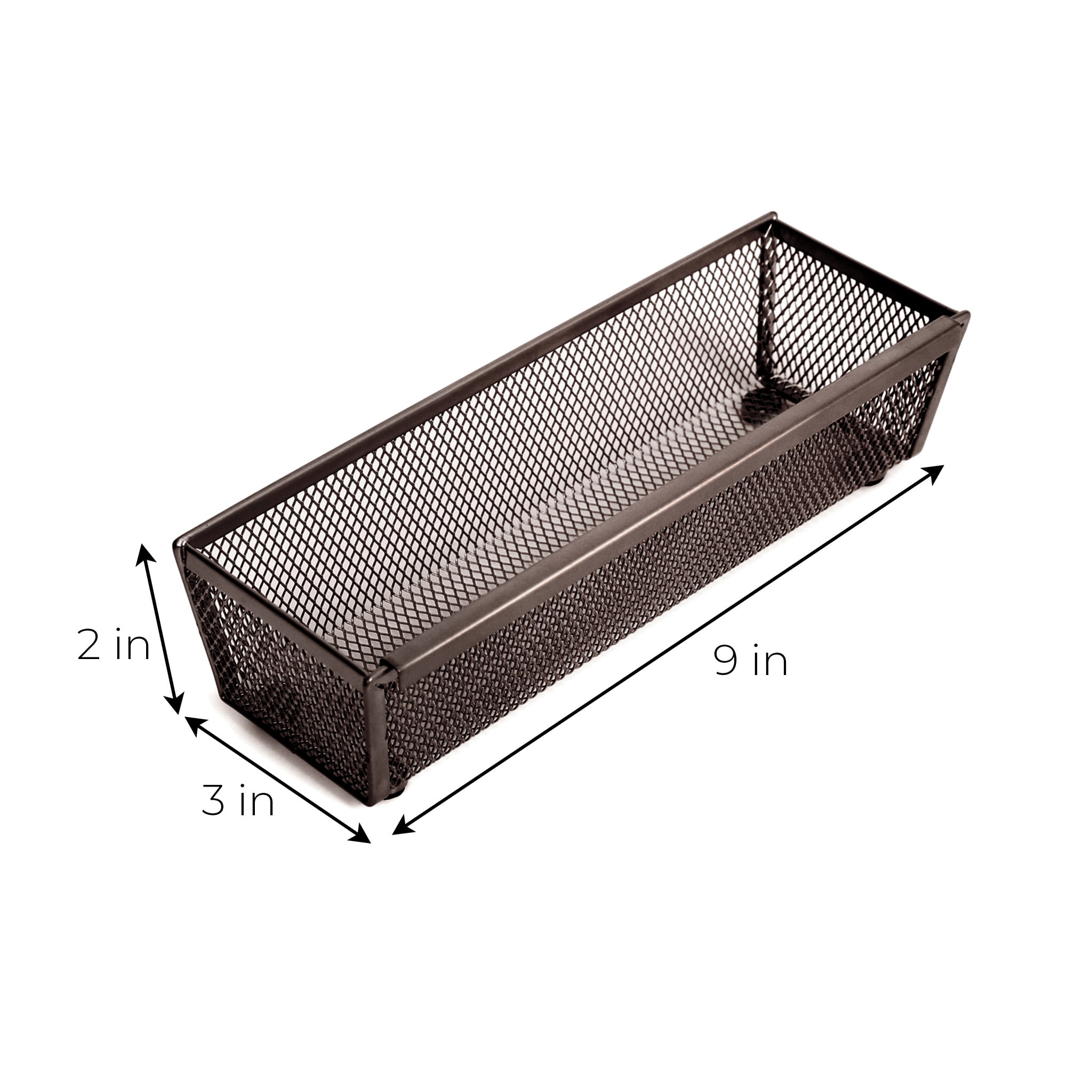 Smart Design Drawer Organizer - Set of 6 - Steel Metal Mesh - 9 x 3 Inch - Interlocking Arm Connection - Utensils, Flatware, Organization - Kitchen - Bronze