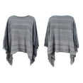 thumbnail image 2 of Xfvqtps Womens Cape Pullover Round Neck Fringed Cuff Knitting Stripe Comfortable Soft Sweater Fashion Casual Warm Fall and Winter Top Gray, 2 of 5