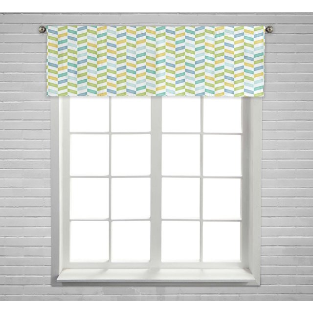EREHome Blue Green Yellow Teal Chevron Window Curtain Valance Rod Pocket Size 54x18 Inch
