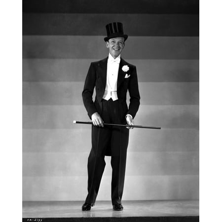 Fred Astaire smiling in Formal Suit and Top Hat in Black and White ...