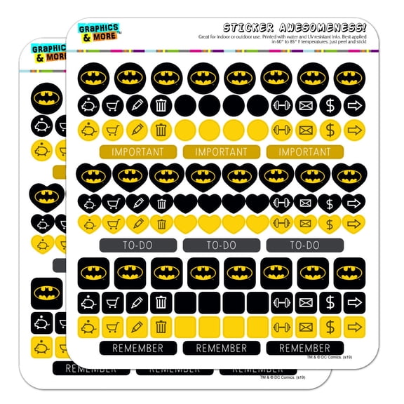 Batman Classic Bat Shield Logo Planner Calendar Scrapbooking Crafting Sticker Set