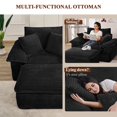 thumbnail image 5 of 47" Oversized Chaise Lounge Chair Indoor, Holaki Fluffy Corduroy Upholstered Springs Sofa Bed with Ottoman & Pillows, Modern Comfy Cloud Sofas Couches for Living Room, Bedroom, Black, 5 of 9