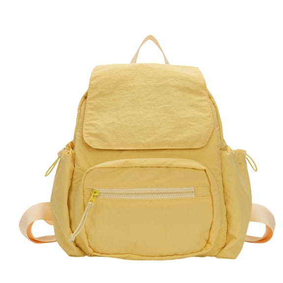 HUISZJ Nylon School Backpack, Women Multi-Pocket Backpack, Adjustable Shoulder Strap Daypack for Travel School Work (Yellow)
