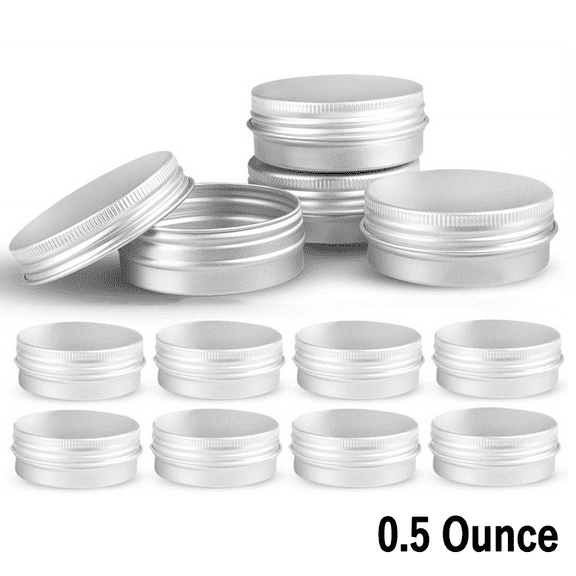 Monebena 12 Pack Aluminum Tin Jar Refillable Containers Aluminum Screw Lid Round Tin Container Bottle for Cosmetic,Lip Balm, Cream Silver