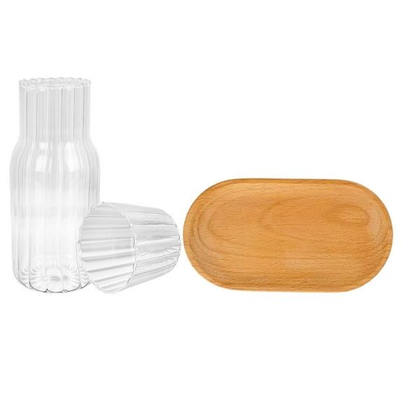 1 Set Bedside Water Carafe Clear Cold Water Pitcher Nightstand Mouthwash Carafe with Tray
