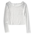 thumbnail image 1 of Aeropostale Fabric Trinket Ls - Camiseta adornada para mujer, color blanco, grande, 1 of 2
