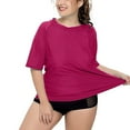 thumbnail image 4 of Charmo Women Plus Size Rash Guard Short Sleeve Swim Shirt Rashguard Swimwear Top, 4 of 6