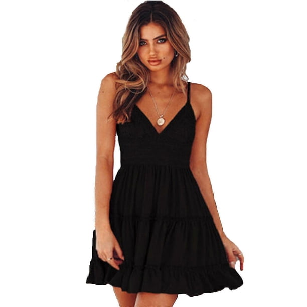 Sexy Ladies Summer Dress V Neck Comfy Swing Sundress Casual Dress summer beach holiday(S-XXL)