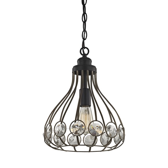 Crystal Web 1 Light Penant In Bronze Gold And Matte Black With Clear Crystal